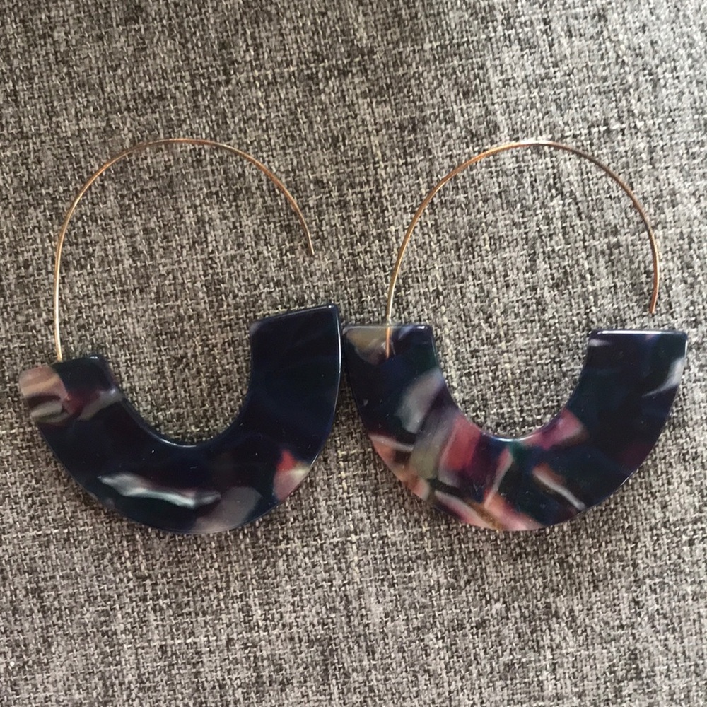 Navy Geometric Baublebar Hoops